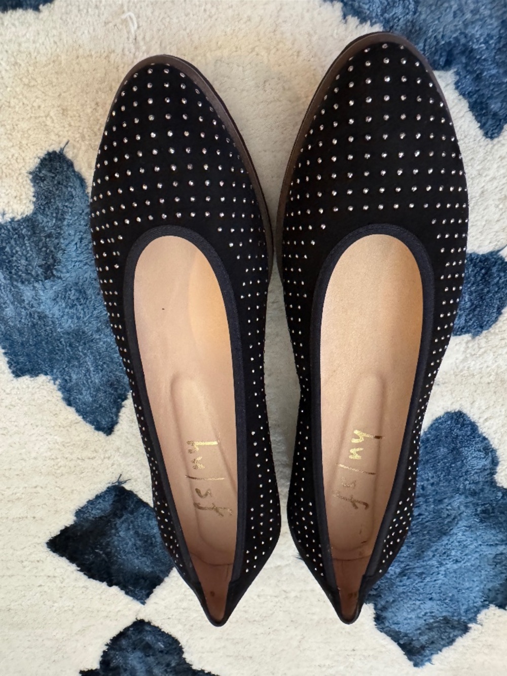 New! FS NY French Sole Sparkly Black Ballet Flat NWOT